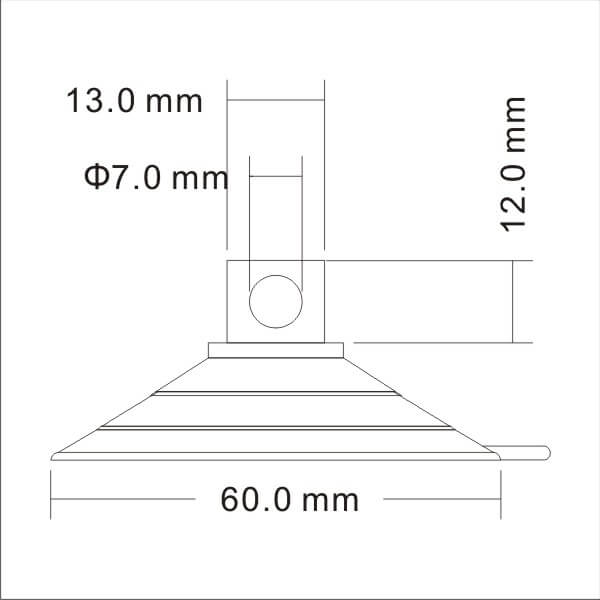 technical drawing big suction cups with side pilot hole