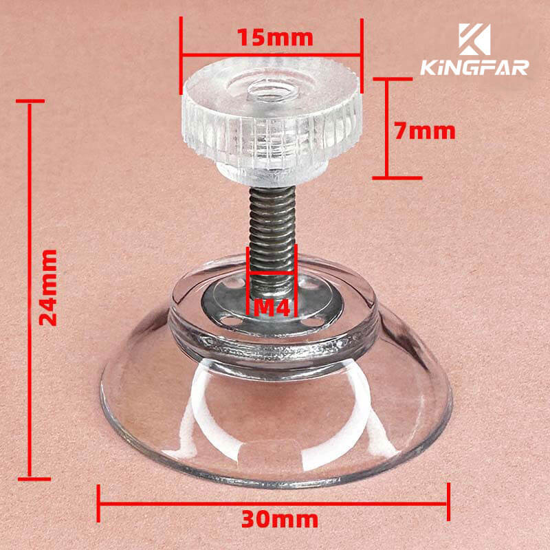 M4x15 screw in suction cup with nut 30mm