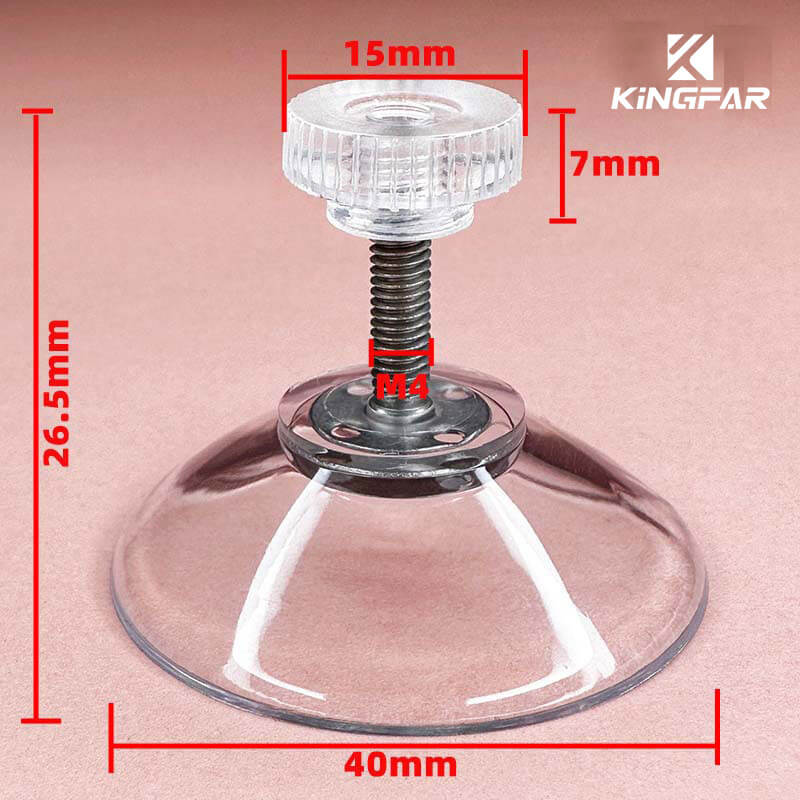 M4x15 screw on suction cup with nut 40mm