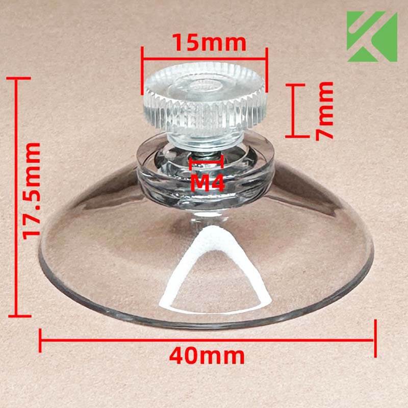 M4x6 screw on suction cup with nut 40mm