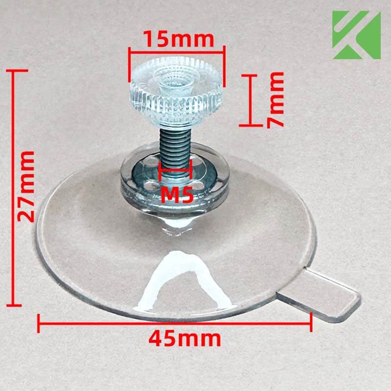 M5x15 screw in suction cup with nut 45mm