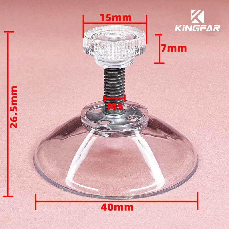 M5x15 screw on suction cup with nut 40mm