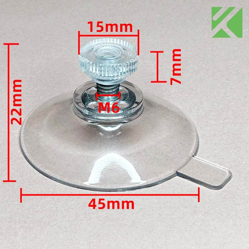 M6x10 screw in suction cup with nut 45mm