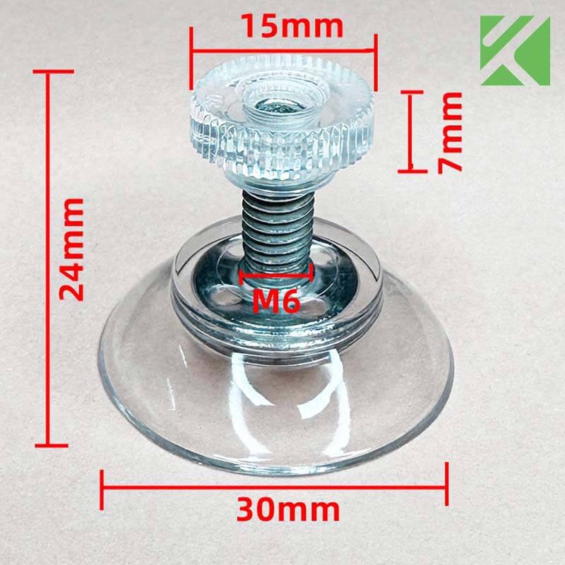 M6x15 screw in suction cup with nut 30mm
