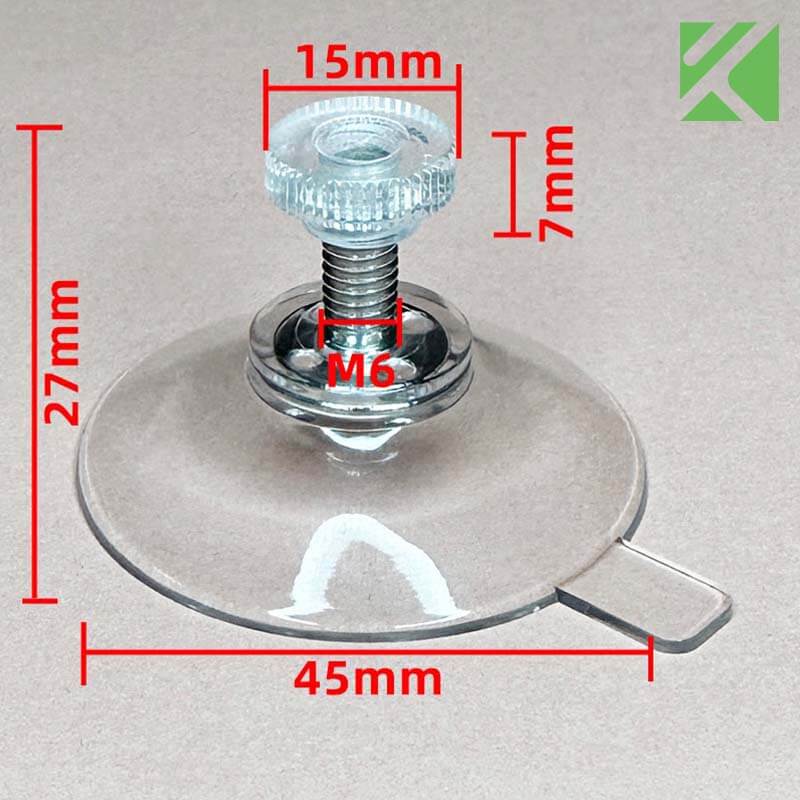 M6x15 screw in suction cup with nut 45mm