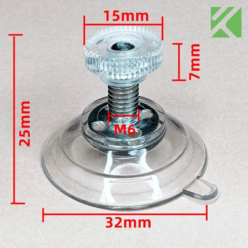 M6x15 screw suction cup with nut 32mm