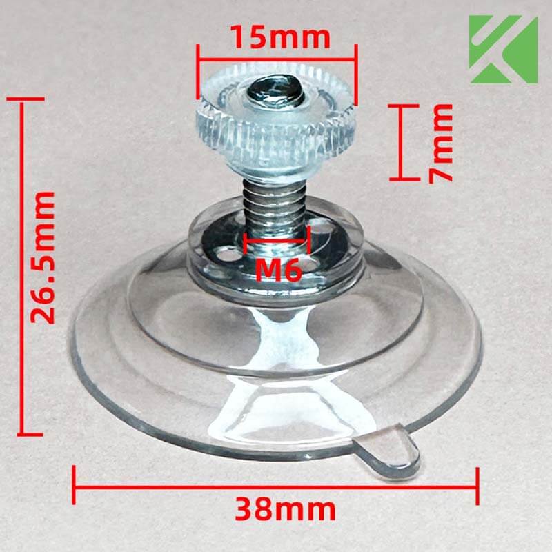 M6x15 screw suction cup with nut 38mm