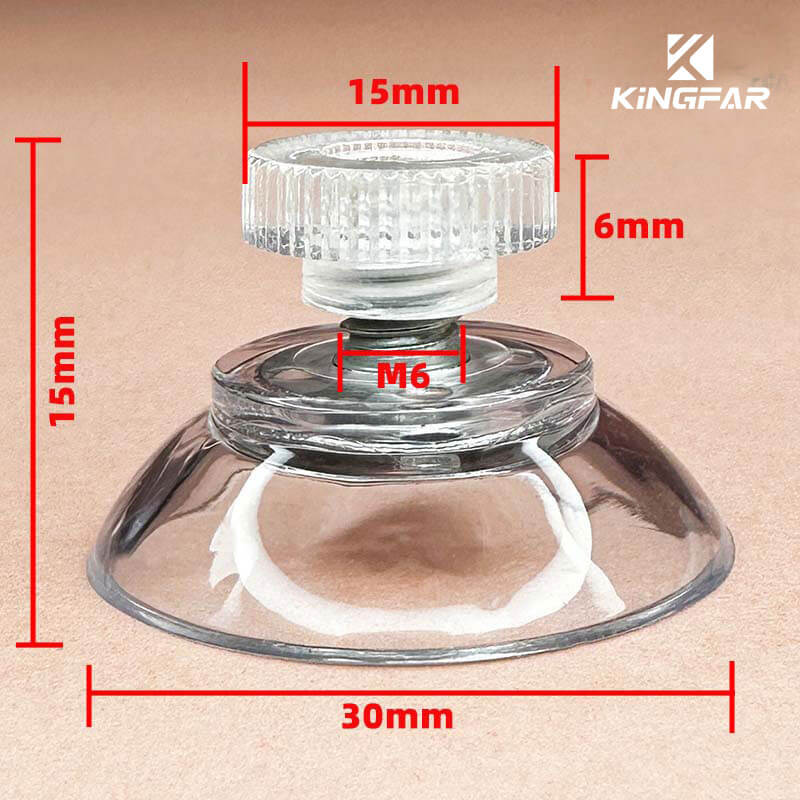 M6x6 screw in suction cup with nut 30mm